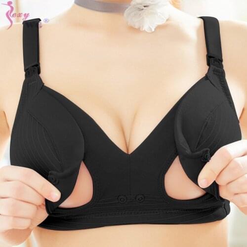 SEXYWG Seamless Push Up Brassiere Plus Size CDE Cup Bralette Wireless Nursing Bra Sexy Lingerie Double Closure Breastfeeding