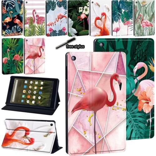 Flamingo PU Leather tablet Stand Cover Case for Amazon Fire 7 (5th/7th/9th)/Fire HD 8 (6/7/8th)/Fire HD 10 (5th/7th/9th Gen)