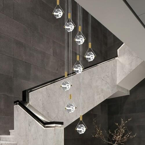K9 Crystal Luxury LED Chandelier Duplex Rotating Staircase Modern Creative Dining Living Room Art Home Lighting Hanging Fixtures