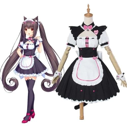 NEKOPARA Cosplay Costume Chocola Vanilla Maid Apron Dress Uniform Women Anime Cat Neko Girl Full Set Costumes