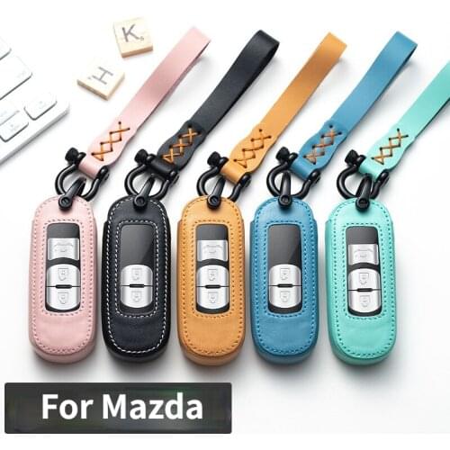 Leather Car Key Fob Cover Case Protect for Mazda 2 Mazda 3 Mazda 5 Mazda 6 CX-3 CX-4 CX-5 CX-7 CX-9 Atenza Axela MX5