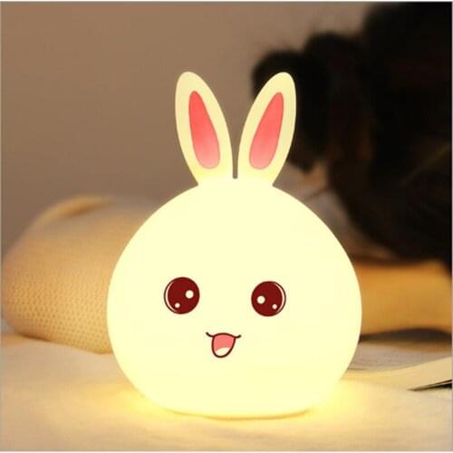 Creative colorful silicone animal shape Touch touch led rabbit nightlight/Water drop atmosphere bedside pat lighting