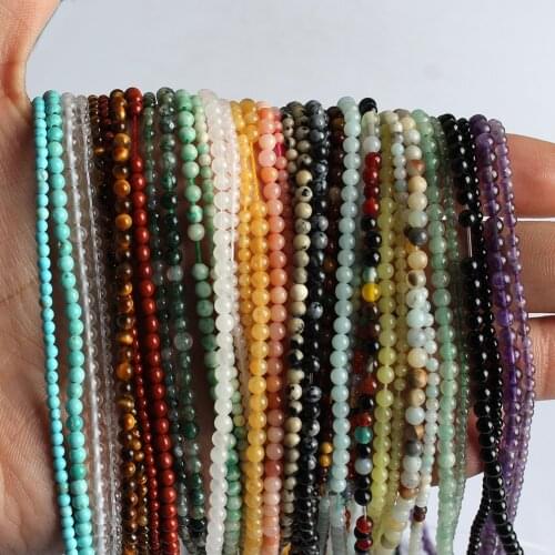 Round Natural 2mm/3mm Stone Beads Pink Quartz Amethysts Crystal Agates Beads For Jewelry Making For Beadwork DIY Bracelet
