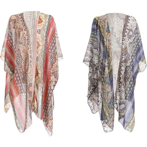 Summer Women Cover Ups Open Front Kimono Cardigan Capes Swimwear Wrap Blouse