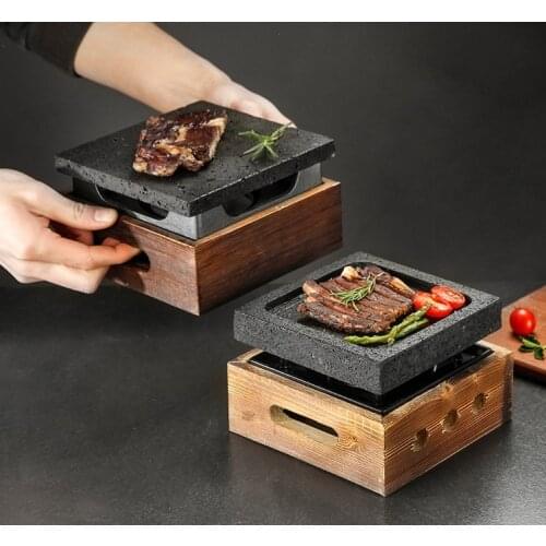 Mini barbecue grill commercial table BBQ volcanic rock bbq pan teppanyaki steak plate high temperature slate bbq plate 064-2