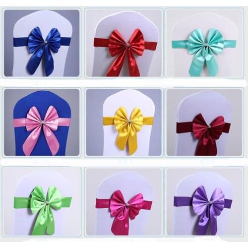 Resuable Chair Cover Sash Bow Tie Shape Elasticity Chairs Sashes Wrinkle Free Durable Wedding Supplies Factory Direct Sale