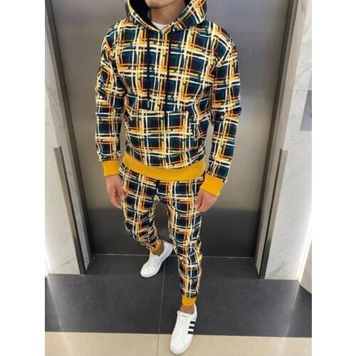 New Men Graffiti Fashion Hoodies Suits Solid Sets Men Sweatshirts+sweatpants Autumn Fleece Hooded Pullover 2 Pieces Set 2021