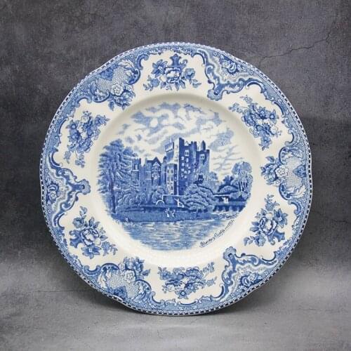 The Blue Britain Castles Dinner Set European Style Dinner Ware Ceramic Breakfast Plate Beef Dishes Dessert Dish Soup Bowl