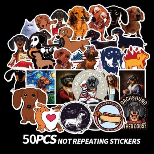 50pcs Dachshund Dog Pet Cat Stickers On Car Stationery Computer Bike Laptop Personality Sticker Craft Supplies Adesivi Adesivos