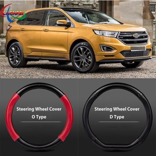 38cm Non-Slip Dreathable Carbon Fiber Steering Wheel Cover For Ford Edge Car interior decoration accessories
