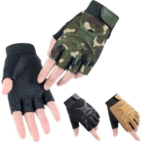1 Pair Kids Outdoor Riding Non-slip Breathable Protective Half-finger Gloves Silicone Gloves Bicycle Sport Short Gloves