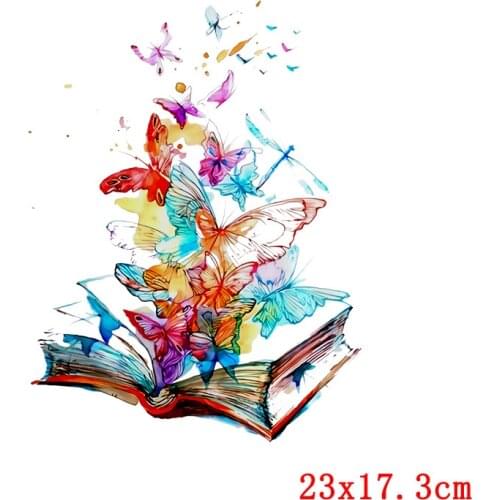 Pulaqi Girl Cartoon Unicorn DIY Iron On Transfers for T-shirt Butterfly Heat Transfer Thermo Stickers Transfer Applique Dress