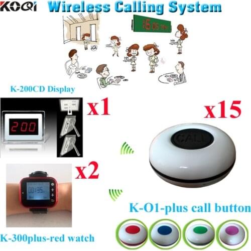 Restaurant Table Call System Waiter Call Bell With 3-digit Number Display Restaurant Set( 1 display with 2 watch and 15 buzzer)