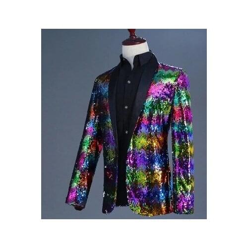 Luxury mens colorful sequined event/stage performance short tuxedo jacket/stage performance/ASIA SIZE