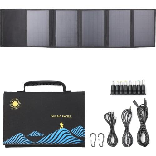 KKmoon 4-fold 30W Solar Panel Folding Bag Dual USB+DC Output Solar Charger Foldable Solar Charging Device Outdoor Power Supply