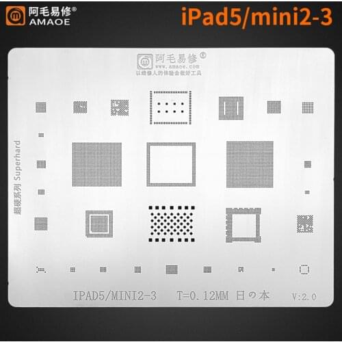 Amaoe BGA Reballing Stencil For iPad 5 MIni 2 3 A1474 A1475 A1489 CPU Wifi Nand Power RAM Audio IC Chip Tin Plant Net Steel Mesh