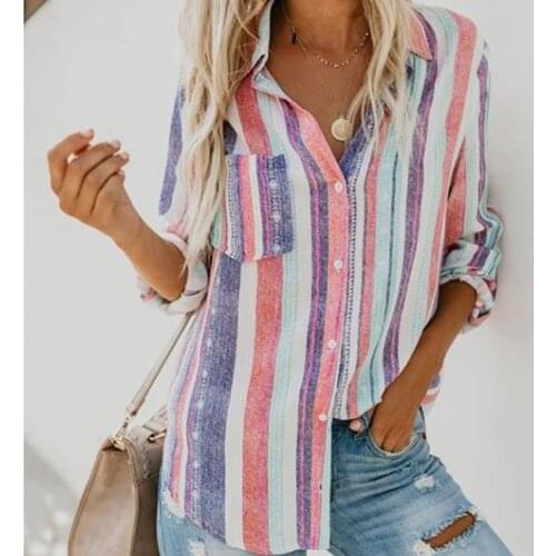 Autumn Long Sleeve Woman Blouse Fashion Stripe Shirt Ladies Shirt Women Sexy Deep V-neck Casual Tops For Elegant Female Blouse