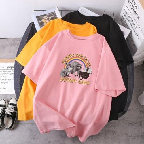 Woman T-shirts Supper Your Local Street Cats Print Summer Hip Hop Lady Clothes Short Sleeve O-neck Female Tees Fashion Camisetas