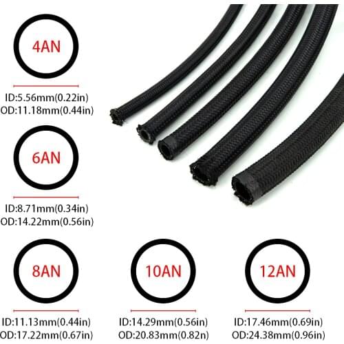 1M/3M/6M AN4 AN6 AN8 AN10 AN12 Fuel Hose Oil Gas Cooler Hose Line Pipe Tube Nylon Stainless Steel Braided Inside CPE Rubber