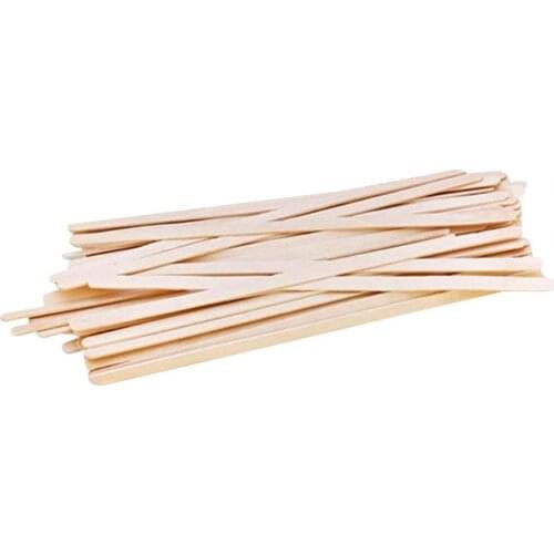 100Pcs Beige Long-handled Flat Eco-friendly Tag Stir Stick Smooth Disposable Wood Easy to Use Durable Coffee Stirrer for Home