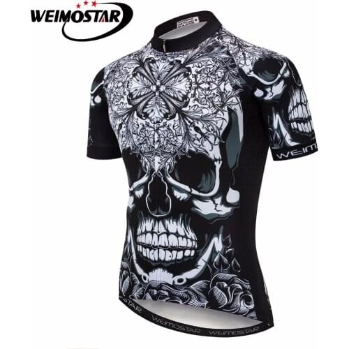 2018 weimostar Black Men Cycling Jersey Skull Cycling Clothing mtb Ropa Ciclismo Outdoor bicycle Riding Team Bike Jersey Shirt