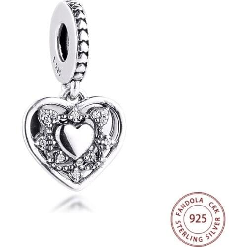 925 Sterling Silver Charm Heart My Wife Always Beads Charms Fits Pandora Bracelet DIY Jewelry Making kralen Women Accessories