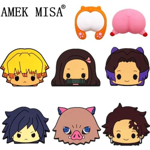 3D Japanese Manga Shoe Chrams Accessories Stuck Corgi Pig Butt PVC Shoe Decoration Designer for croc jibz Kids X-mas Party Gifts