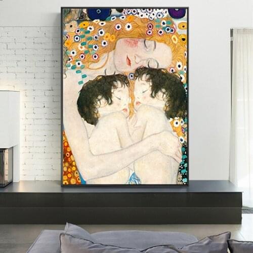 Diamond painting Famous Posters Mother Love Twins Baby By Gustav Klimt Spuare/Round Diamond Embroidery Cross Stitch Rhinestone