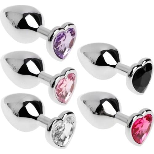 Anal sex toys anal beads prostate Stainless Steel Jewel Heart Anal Butt Plug Adult Sex Toys for Women Men