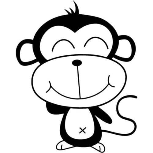 Car Sticker Cartoon Monkey Cute Decorative Decal PVC Car Sticker Accessory Waterproof Cover Scratch Black/white,16cm*13cm