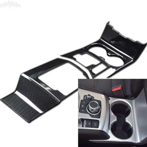 ABS chrome/carbon fiber style For Mazda CX-5 CX5 2017-19 LHD Car Gear Shift Box Panel Trim Strips Cup Holder Protection Sticker