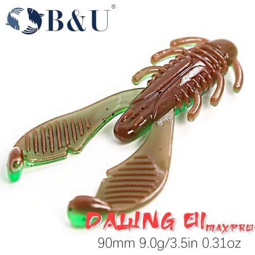 B&U Worm Craws Shrimp Soft Bait 90mm Smell With Salt Silicone Artificial Lures Jig Wobblers Bass Carp Pesca Fishing Tackle