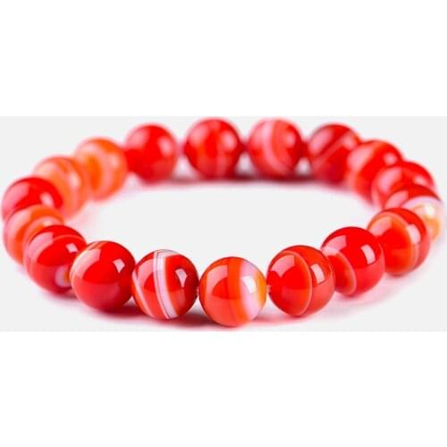 Red Striped Agates Bracelets Women Natural Stone Beads Handmade Bracelet Couple Friendship Gift Meditation Pulsera Drop Shipping