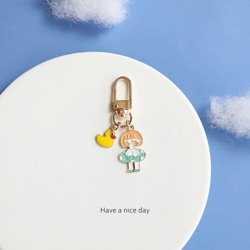 Cartoon Swimming Girl Keychain Car Key Chain Accessories Airpods Pendant For Clothes Backpack Duckling Keyring Phone Charm Gift