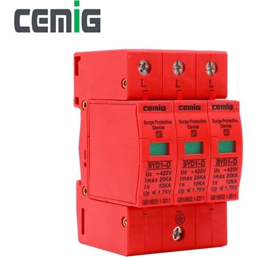 Cemig SYD1-D Surge Protector Device SPD 3P AC420V 20kA Low-voltage Arrester Device Lightning Protection
