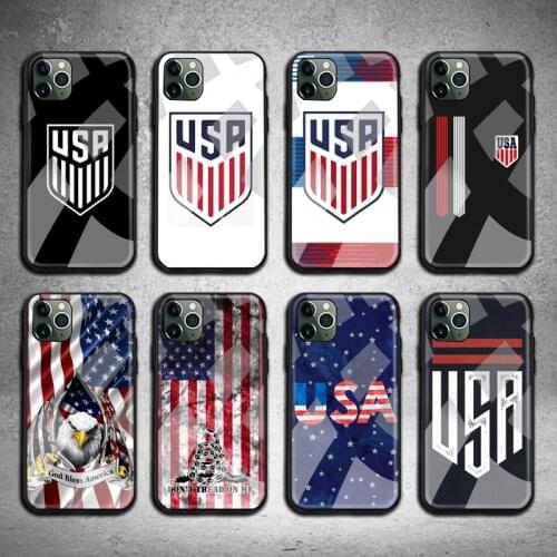 America USA Flag Phone Case Tempered Glass For iPhone 12 11 Pro Max Mini XR XS MAX 8 X 7 6S 6 Plus SE 2020 cover