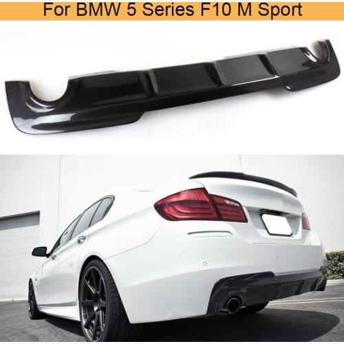 5 Series carbon fiber Rear bumper lip spoiler diffuser for BMW F10 M Sport Sedan 2012 - 2016 Black FRP dual exhaust 1 out