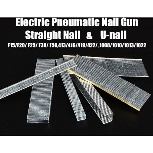 1400pcs Electric Pneumatic Nail Gun Straight Nail, U-nail, F15/F20/ F25/ F30/ F50,413/416/419/422/ ,1008/1010/1013/1022