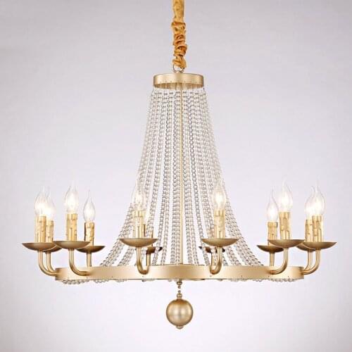 European Country Villa Living Room Nordic Bedroom Light Luxury Iron Dining Room Crystal Chandelier Lamps E14 AC110-240
