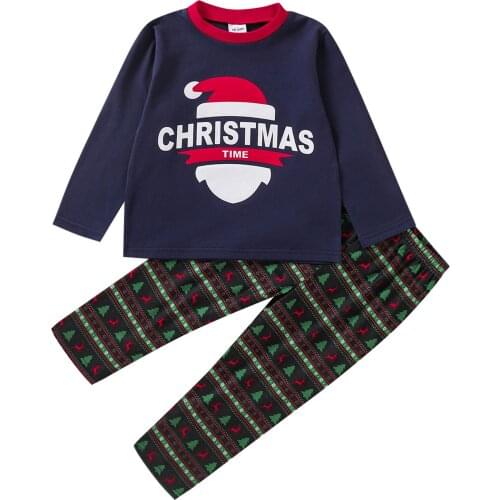 Newborn Baby Boys Girls Clothes Christmas Letter Cartoon Print T-shirt+Pants Set 9 12 18 24 Months 3 Years tenue noel bebe