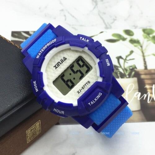 Italian Talking Wrist Watch Electronic Sports Watches with Alarm, with Yellow Ruber Strap 877TI-2