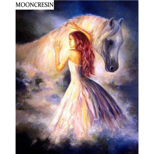 Diamond Embroidery Girl And Horse Diy Diamond Painting Full Drill Square Christmas Mosaic Picture Of Rhinestone Decoration Home