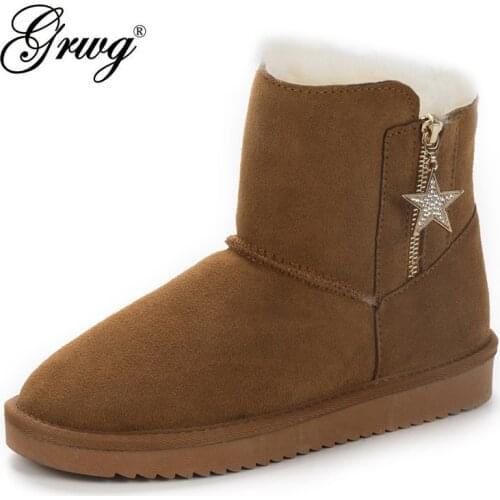 New Arrival 100% Natural Fur Classic Snow Boots Genuine Leather Women Boots Winter Ankle Shoes For Women Waterproof Mujer Botas