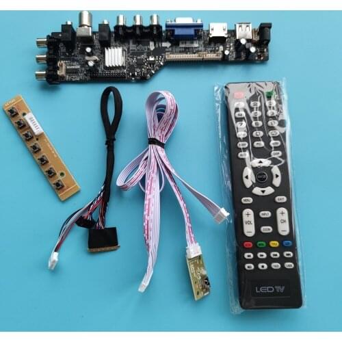 Kit For B133XW03 V5/B133XW03 V0 VGA LED HDMI digital 40pin TV LVDS USB remote 1366X768 WLED Signal controller board DVB-T DVB-T2