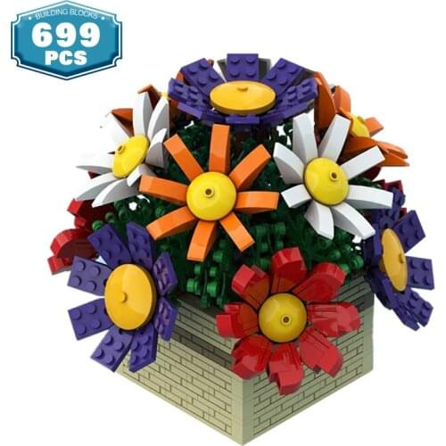 Moc Creator Expert Potted Plants Flowers Building Blocks City Series Home Decorations Living Room Decoration Children Toys Gifts