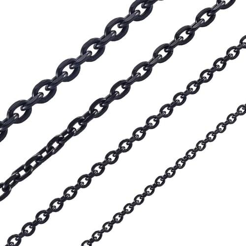 Width1.5/2/2.4/3/4/5mm Fashion Women and Men Cuban Chain Black Tone Stainless Steel Oval Necklace Top Quality Fashion Jewelry
