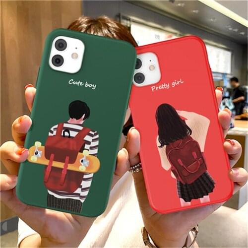 Soft Solicone Cute Cartoon Boy Girl Case For iPhone 11 12 mini Pro XS Max 6 6S Plus 7 8 Plus X XR SE 2020 Shockproof Back Cover
