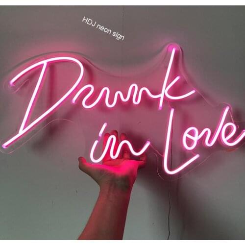 Custom Waterproof Led Flex Neon Sign LightDrink in love Visual Art Bar Pub Club Wall Hanging Flexible Neon Decor For Room Party
