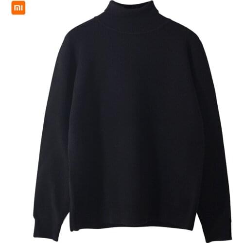 New autumn and winter mens high neck pullover sweater solid color base casual sweater for xiaomi mi youpin