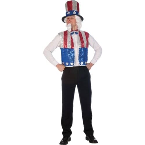 Reneecho Patriotic Party Sequin Uncle Sam Costume Kit